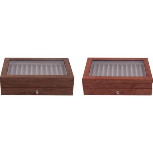 Pen Display Box Wood Pen Display Case,Fountain Pen Storage Box,23 Pen Organizer Box with Clear Window
