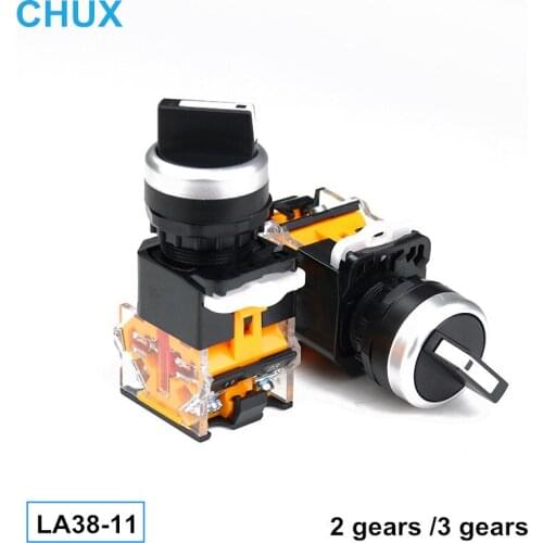 Knob Button Switch 22mm LA38-11X2 Momentary Self-locking Self Reset 2 3 Gears On-Off Select Plastic Push Switches