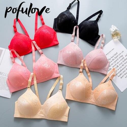 Floral Bras for Women Push Up Bras Thin Wireless Underwear Seamless Bralette Sexy Embroidery Plus Size Brassiere Female Gather