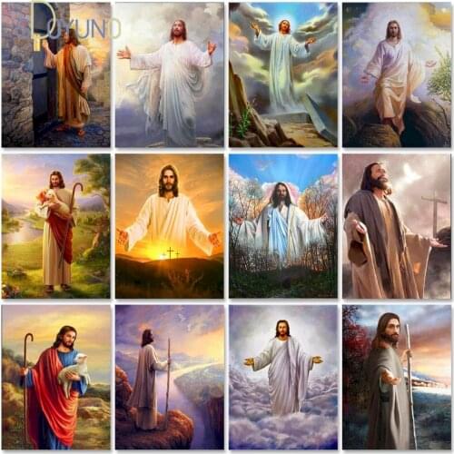 SDOYUNO painting number portrait Jesus Acrylic By Numbers Paint DIY Canvas Picture Coloring By Numbers Digital Painting Hand Pai