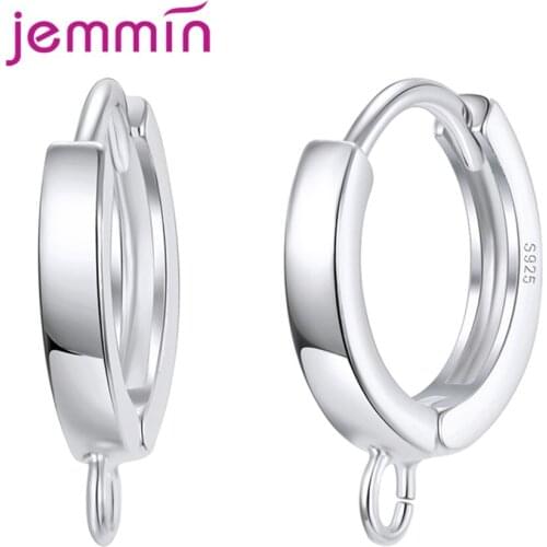 Classic Round Metal Hoop Earrings Fashion 925 Sterling Silver Jewelry Findings For Women DIY Making Wholesale