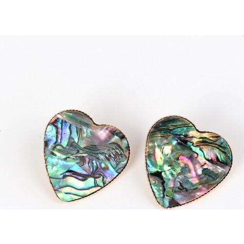 ZWPON Heart Shape Abalone Earrings 2019 Fashion Rattan Knit PU Leather Leopard Heart Earrings Jewelry Wholesale