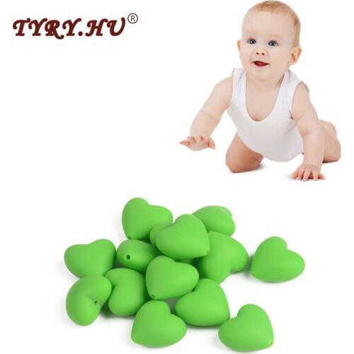 100pcs BPA free HEART Silicone Teething Beads Food Grade Chewing Materials for Jewelry Making for Kids Teether Toys Mom Necklace