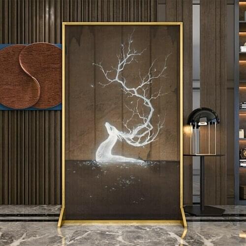 Nordic light luxury entrance metal art screen partition living room small apartment decorative screen elk
