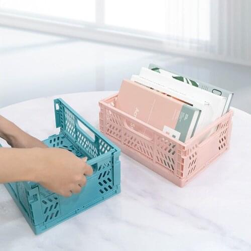 2021 High Capacity Foldable Plastic Storage Basket Utility Cosmetic Container Desktop Home Kitchen Warehouse Storage Baskets Box