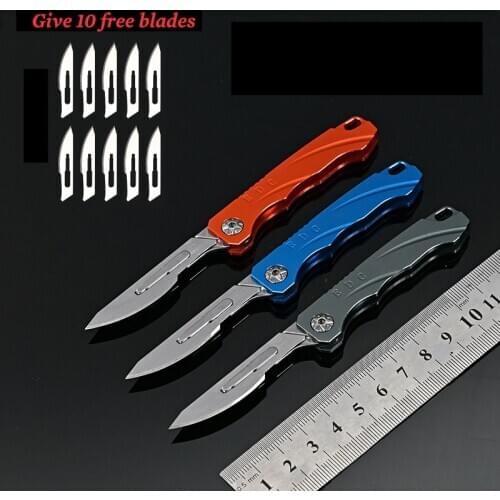 Mini Titanium Alloy Folding Knife Portable Removable EDC Knife CS GO Carving Tool Outdoor Utility Knifes Surgical 10 Blade Free