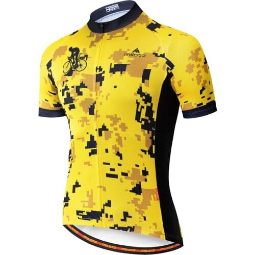 Miloto Genuine Mens Short Sleeve Cycling Jersey Bike Shirt Breathable Quick Dry Reflective Strips Sports 100%Polyester Clothing