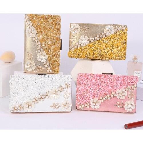 Womens Dinner Bag Flower Diamond Party Hand Bag Womens Bride Sequin Banquet Bags Female Single Shoulder Bags