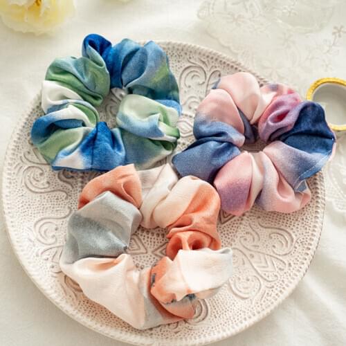 2020 New Tie-Dye Hair Scrunchies Women Elastic Hair Band Simple Rubber Band Girls Fashion Hair Ring Ponytail Hair Accessories