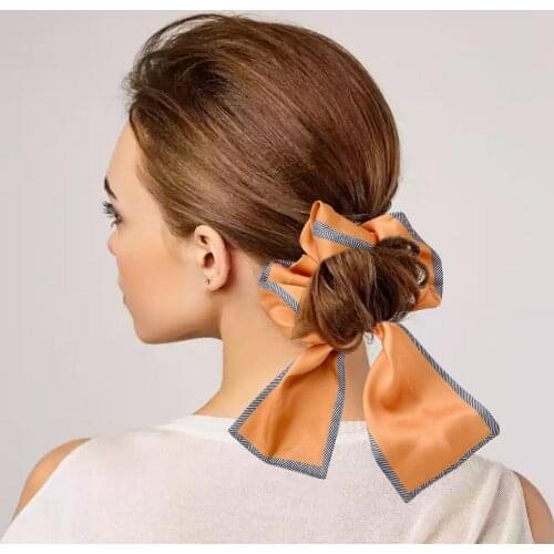 Ponytail Holder Hairband Bow Knot Scrunchy Girls Lattice Striped Hair Ties Bows Women Hair Scrunchie Hair Accessories