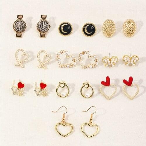 2021 trend Unusual earrings Temperament love pearl earring popular contracted stud earrings earrings female hearts letters