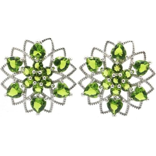 38x18mm Romantic Lovely Golden Citrine White CZ Daily Wear Eye Catching 925 Sterling Silver Earrings