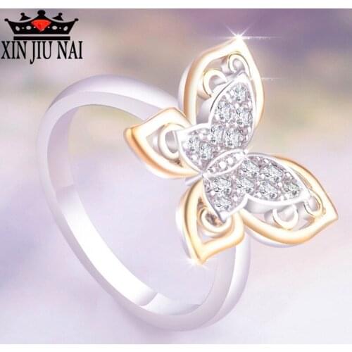 Bohemian retro golden yellow hollow flying butterfly totem Women ring inlaid with luxurious zircon leisure jewelry fashion gift