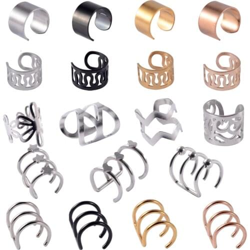 1PC Fashion Stainless Steel Ear Cuffs No-Drill Lip Ring Nose Septum Women Earrings Clip No Piercing Body Piercing Jewelry