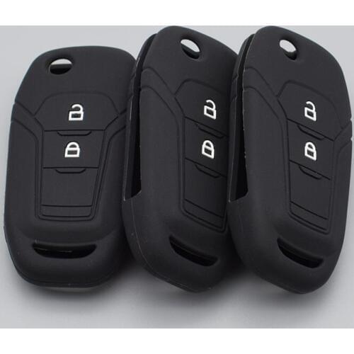 10 units 2 button Silicone rubber car key cover case set shell for ford fusion Mondeo EVEREST Ecosport Escape flip folding key