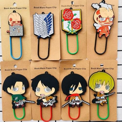 10pcs/lot Anime Attack on Titan PVC soft clip paper clip bookmark The new bookmarks toy gift