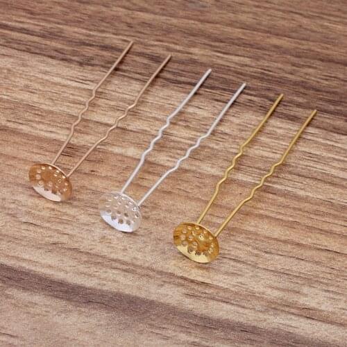 20pcs/lot Hairpin Metal Hair Fork 12 mm Round Blank DIY Hairwear Hair Accessories For Women