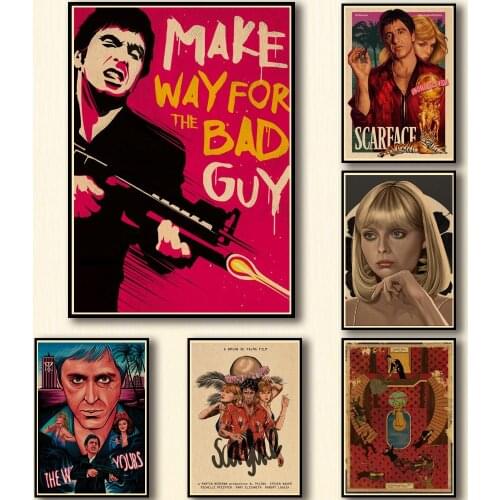 23 Designs Scarface Kraftpaper Poster Artwork Homedecal Fancy Wall Sticker for Coffee House Bar