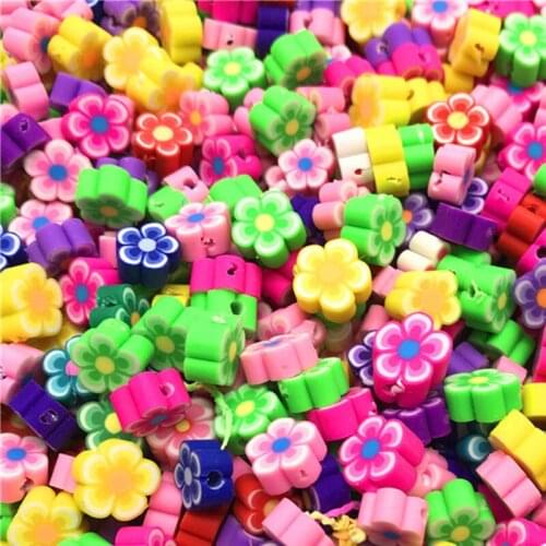 30pcs/lot 10mm Flowers Beads Polymer Clay Beads Polymer Clay Spacer Beads For Jewelry Making DIY Bracelet necklace