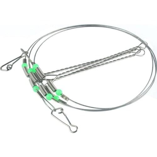 5-pack Stainless Steel Fishing Rigs Anti-bite Leader Wire Line Ready Rigs with Balance Bracket Fishing Hook Connector
