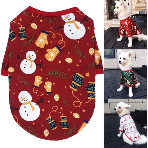 Ainolway Christmas Dog Cat Clothes Cotton Pet Clothing for Small Dogs Vest Shirt New Year Puppy Dog Costume Chihuahua Pet Shirt