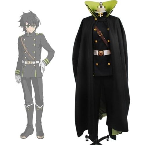 Seraph of the End Yuichiro Hyakuya Uniform Cosplay Black Costume Full Set Uniform Halloween costume