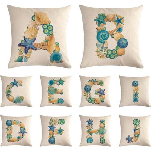 Sea star shell cushion cover sea urchin conch pillow cover linen car chair sofa home fashion decoration pillow case 45x45cm