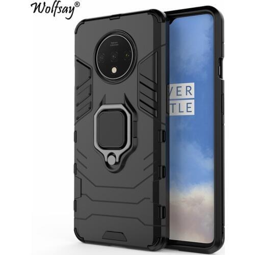 Wolfsay For OnePlus 7T Case, OnePlus 7T Car Holder Armor Cases Hard PC & Soft Silicone Cover for OnePlus 7T With Magnet 6.55"