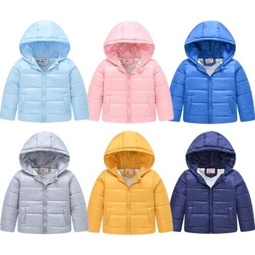 Children Hooded Down Jackets For Boys Winter Parka Fashion Solid Color Kids Jacket Baby Warm Coat 1-6 Years Toddler Girl Clothes