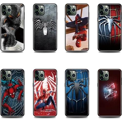 Marvel Avengers Spider Man Superhe Glass Phone Case Men Women Anti-fall for Iphone6 7 8 Plus X/xs/xr/xsmax/11 12pro Promax Gift