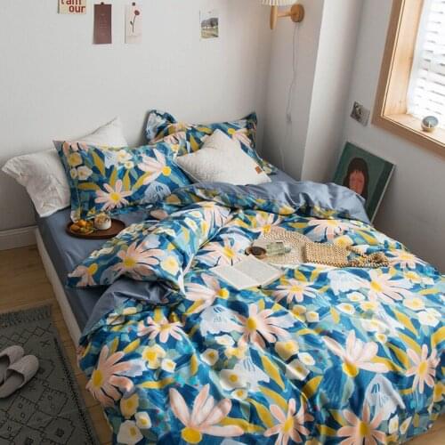 French Bedding Set Long-staple Cotton Duvet Cover Four-piece Set Pure Cotton Freehand Oil Painting Flowers Nude Sleeping Bedding