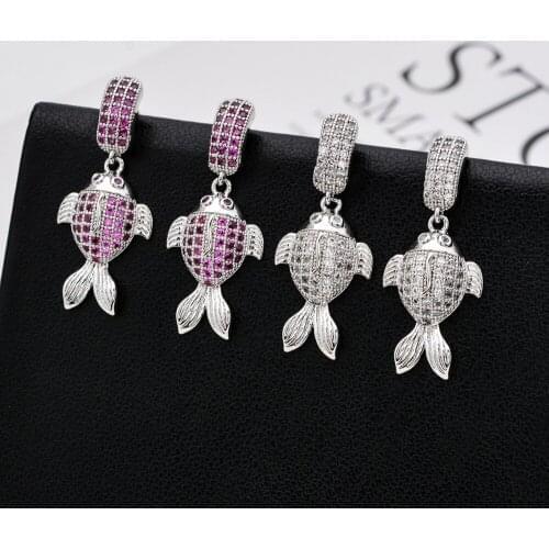 Korean fashion new small goldfish zircon earrings suitable for women/girls wedding party catwalk live jewelry earrings