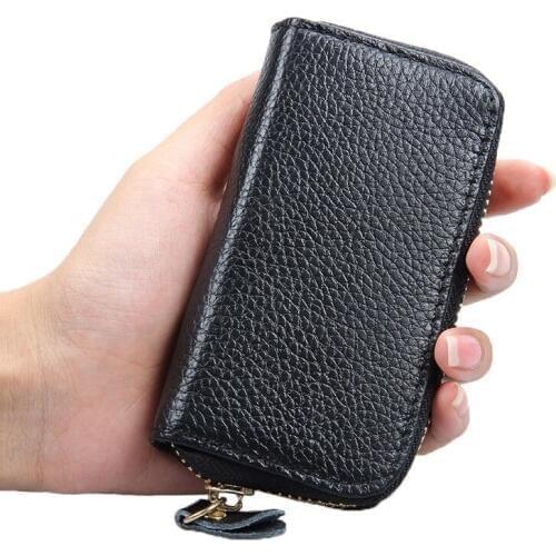 Genuine Cow Leather Mens Purse Car Key Wallets Fashion Women Housekeeper Holders