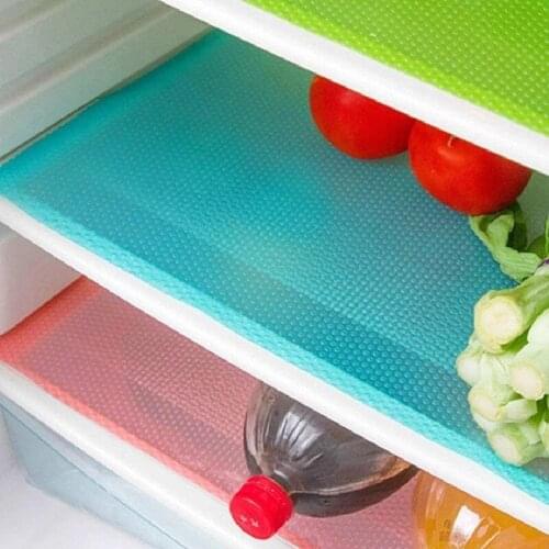4pcs/set Refrigerator Pad Antifouling Refrigerator Liners Washable Mildew Moistureproof Fridge Mats Cuttable Non-slip Table Mat