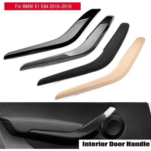 Car Inner door Panel handle Cover For BMW X1 E84 2010-2016 Auto Left Right Interior Door Armrest Pull Cover Carbon Fiber Black