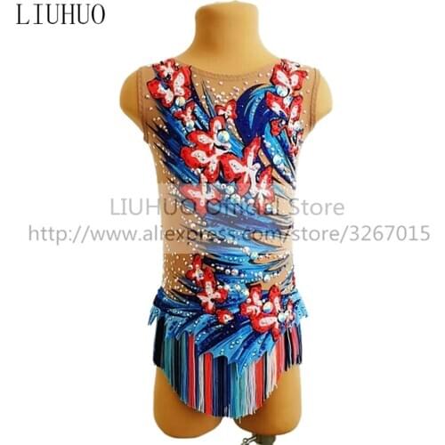 LIUHUO Womens Girls' Adult Sleeveless Performance Rhythmic Gymnastics Competition Leotard Ice Figure Skating Dress Tights Kids