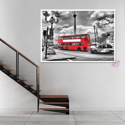 London Bus England Travel Poster Prints Canvas Painting Black and White Wall Art Picture For Bedroom Home Decor