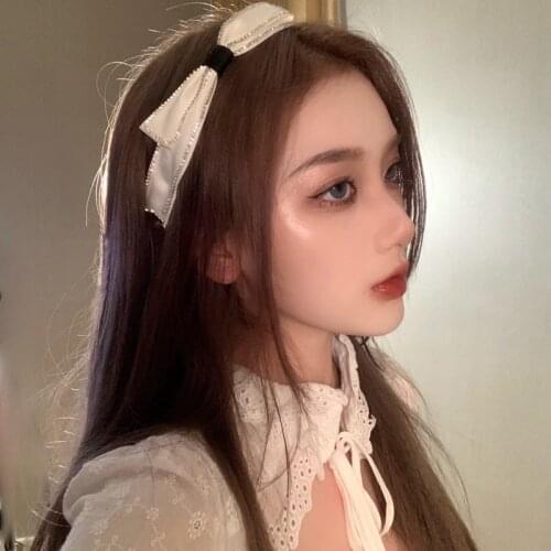 MENGJIQIAO New Korean Elegant Shiny Rhinestone Bowknot Riband Hairbands For Women Lady Fashion Headwrap Party Hair Accessories