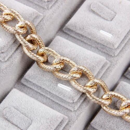 1.6x2.7x12x16mmMetal Rose Gold Textured Cable Necklace Twisted Curb Chains Bulk Fit Bracelets Open Link Chain DIY Jewelry Making