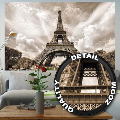 Fashion Customize Wall Stickers France Tower Wall Mural Decals Background for Living Room Art Home Deco Photo Wallpaper