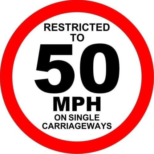 SZWL Personality Warning Car Sticker Restricted To 50 MPH on Single Carriageways Decal Waterproof Auto Accessories PVC,11cm*11cm