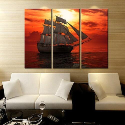 New 3 Pieces/sets Canvas Art Canvas Paintings 3 Panel Sailboat Sunset Decorations For Home Wall Art Prints Canvas Unframed