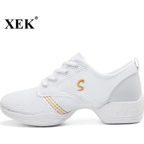 XEK New Sports Feature Soft Outsole Breath Dance Shoes Sneakers For Woman Practice Shoes Modern Dance Jazz Shoes GSS85