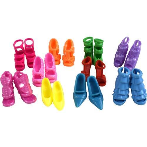Random 10 Pairs Doll Shoes Fashion Beautiful Mixed Heels Sandals Shoes Girls Gifts for 12 Inch Dolls Accessories