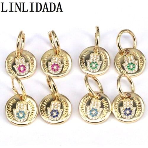 5Pairs wholesale gold color earring for women cz hamsa hand dangling earrings fashion NEW jewelry