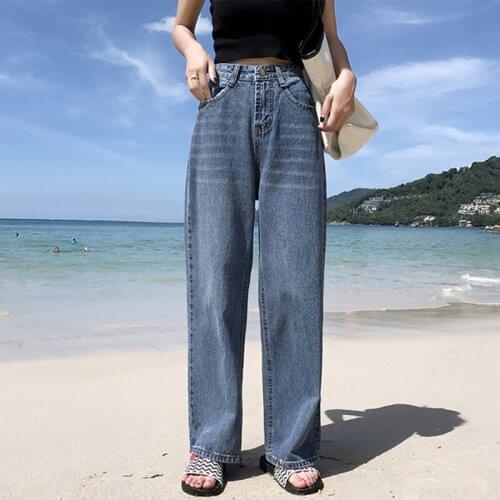 2021 Autumn Autumn New High Waist Wide Leg Jeans Womens Wide-leg Waist Pants Slim Loose Straight Pants Trousers