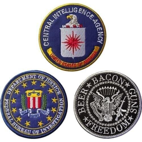 Department of Justice Federal Bureau of Investigation Embroidery Patches Cantral Intelligence Agency Velcro Stickers Beer Badge