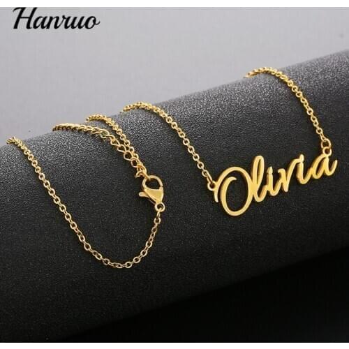 Personalized Custom Name Necklace Stainless Steel Choker Necklace Nameplate Pendant Gold Necklaces For Women Men Jewelry Gift
