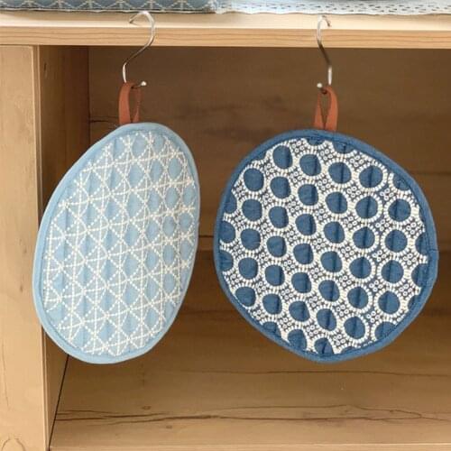Coaster Embroidered Denim Insulation Pot Mat Fabric Heat Resistant Mat Table mat Placemats For Kitchen Dining Table
