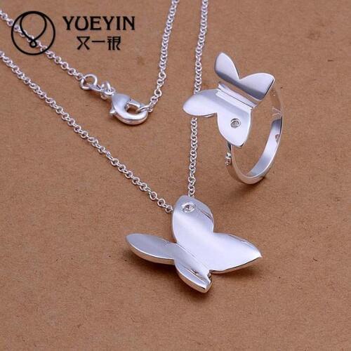 Silver plated Jewerly Set for Women Bridal Party Wedding jewelry sets Wholesale Cheap Butterfly anillo